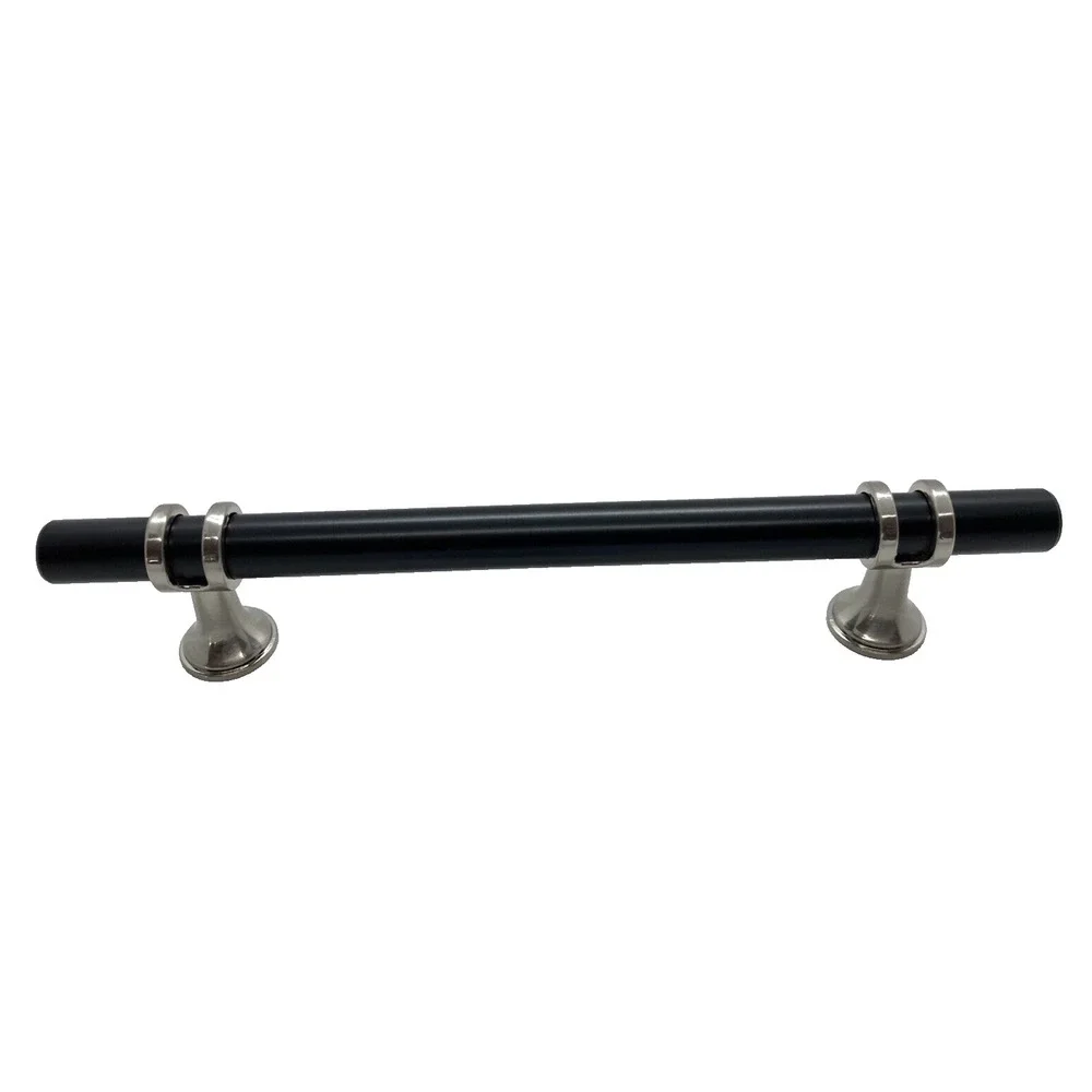 8 Black Bar with Silver Cabinet Drawer Handle Pulls Cupboard Hardware 7